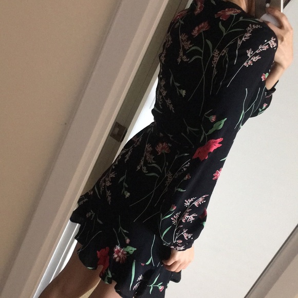 Privacy please black with red florals wrap dress - Picture 6 of 8